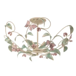 Deckenlampe BUTTERFLY, creme/grün/rosé, Edelstahl, 3-flammig