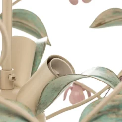 Deckenlampe BUTTERFLY, creme/grün/rosé, Edelstahl, 3-flammig