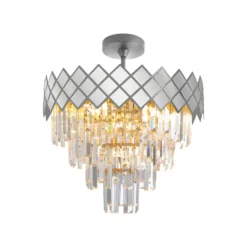 Deckenlampe Carisma Metall chromfarben Glaskristalle Ø 50 cm
