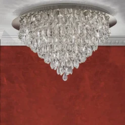 Deckenlampe Celeste mit K9-Kristallen, Ø75cm chrom