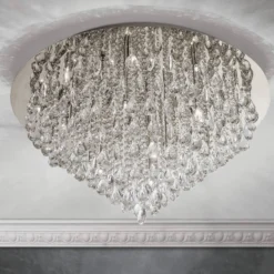 Deckenlampe Celeste mit K9-Kristallen, Ø75cm chrom