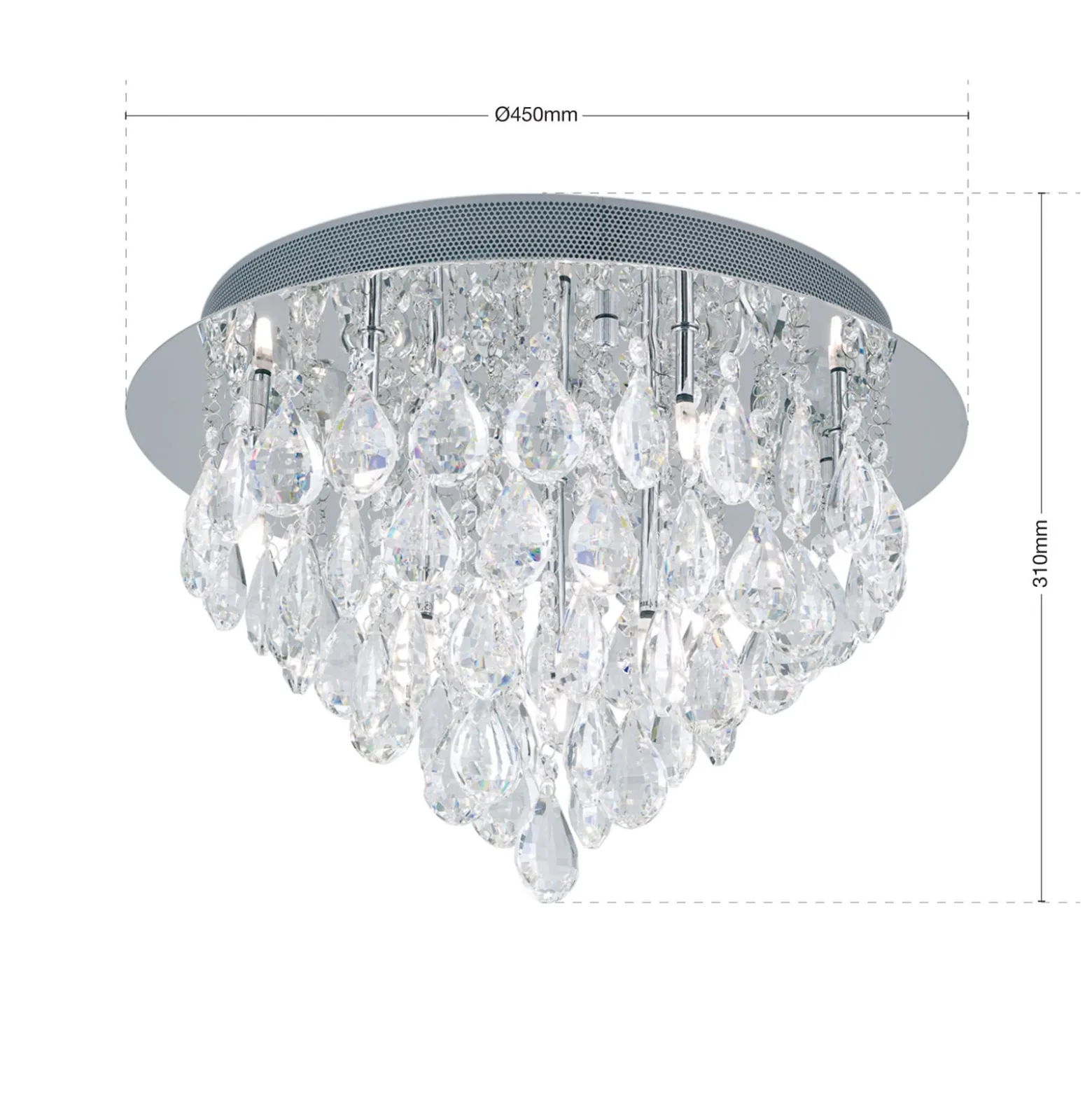 Deckenlampe Celeste mit K9-Kristallen, Ø45cm chrom