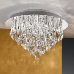 Deckenlampe Celeste mit K9-Kristallen, Ø45cm chrom