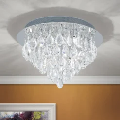 Deckenlampe Celeste mit K9-Kristallen, Ø45cm chrom