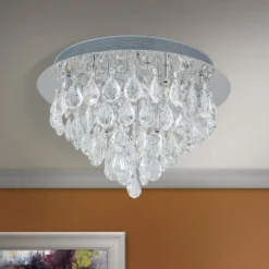 Deckenlampe Celeste mit K9-Kristallen, Ø45cm chrom
