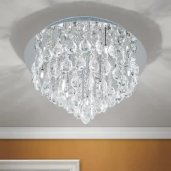 Deckenlampe Celeste mit K9-Kristallen, Ø45cm chrom