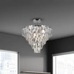 Deckenlampe Chelsea Metall chromfarben Glaskristalle Ø 50 cm