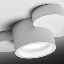 Deckenlampe Chio, weiß, Gips, 2-flammig, 31,5 cm lang, GX53