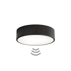 Deckenlampe Cleo 300, schwarz, Sensor, IP20, Ø 30 cm, Metall