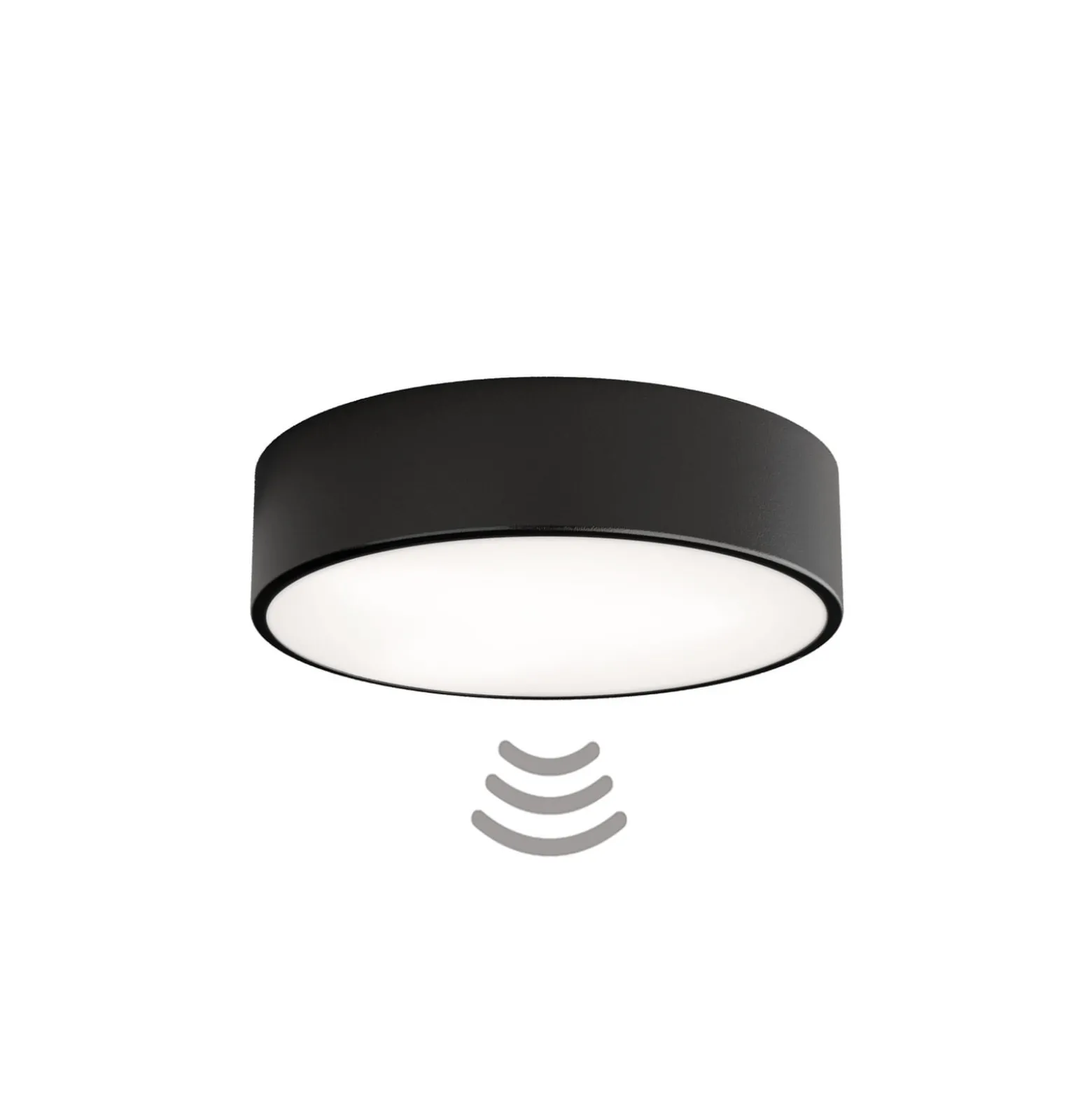 Deckenlampe Cleo 300, schwarz, Sensor, IP20, Ø 30 cm, Metall