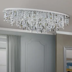 Deckenlampe Crystalriver mit Kristallbehang chrom