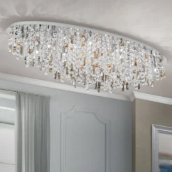 Deckenlampe Crystalriver mit Kristallbehang chrom