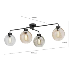 Deckenlampe Cubus vierflammig klar/bernstein/grau