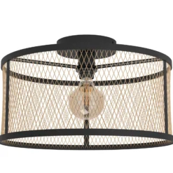 Deckenlampe Dellow, Ø 45 cm, schwarz/messingfarben, Stahl