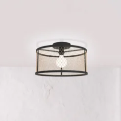 Deckenlampe Dellow, Ø 45 cm, schwarz/messingfarben, Stahl