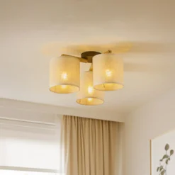 Deckenlampe Deva, Textil, dreiflammig