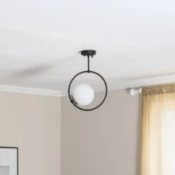Deckenlampe Dolunay 3901 schwarz, Glasschirm, Ring