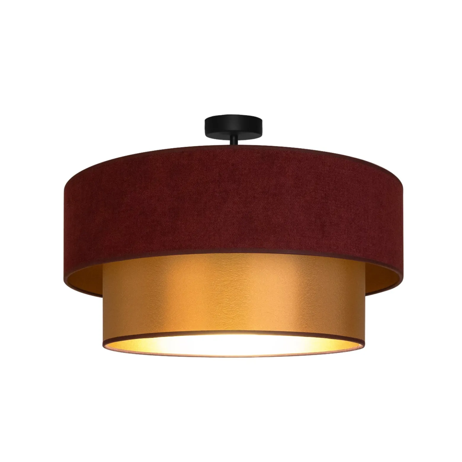 Deckenlampe Dorina, dunkelrot/gold, Ø 60 cm, Textil, E27