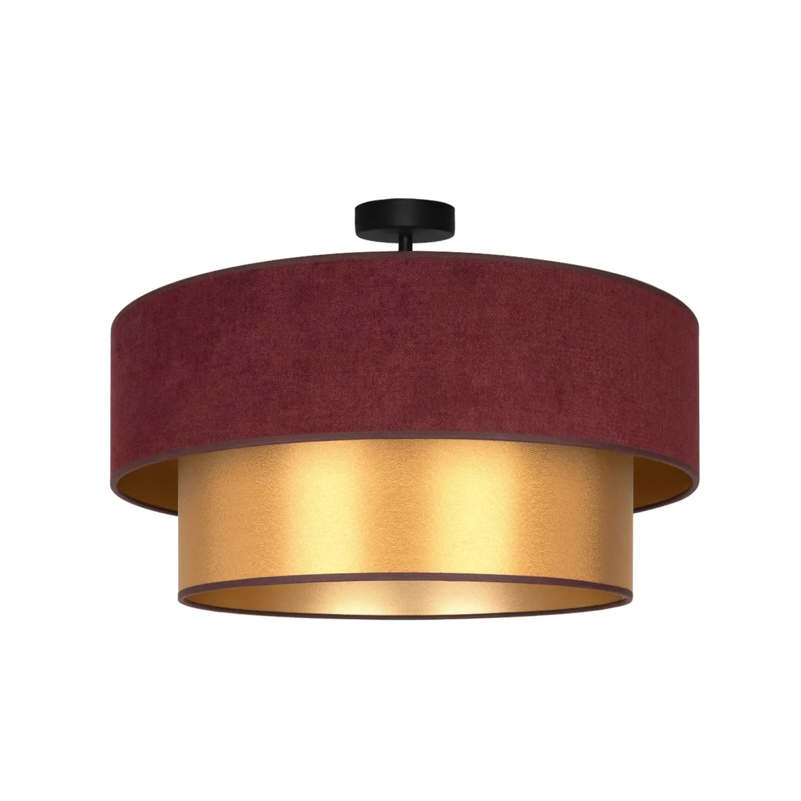 Deckenlampe Dorina, dunkelrot/gold, Ø 60 cm, Textil, E27
