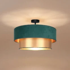 Deckenlampe Dorina, grün/gold, Ø 60 cm, Textil, E27