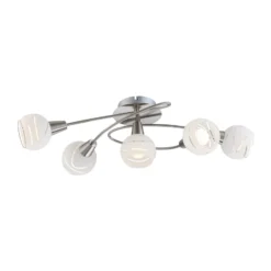 Deckenlampe Elliott, Länge 62 cm, nickel matt, Metall/Glas