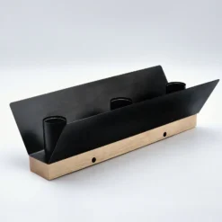 Deckenlampe Esme, schwarz, Länge 40 cm, Metall/Holz, 3-flg.