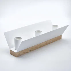 Deckenlampe Esme, weiß, Länge 40 cm, Metall/Holz, 3-flammig