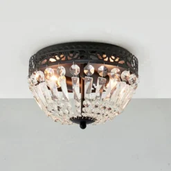 Deckenlampe Etienne Glaskristalle Ø 25cm schwarz