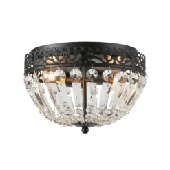 Deckenlampe Etienne Glaskristalle Ø 25cm schwarz