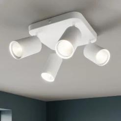 Deckenlampe Eye Spot vierflammig Quadrat, weiß