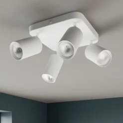 Deckenlampe Eye Spot vierflammig Quadrat, weiß