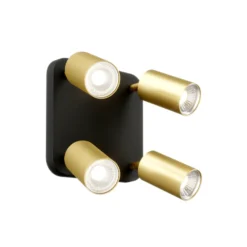 Deckenlampe Eye Spot vierflammig, schwarz/messing