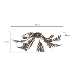 Deckenlampe Felce als Farn in Bronze, 105 x 60 cm
