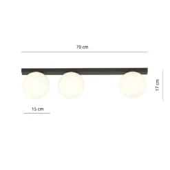 Deckenlampe Fit, schwarz/opal, dreiflammig