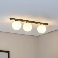 Deckenlampe Fit, schwarz/opal, dreiflammig
