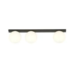 Deckenlampe Fit, schwarz/opal, dreiflammig