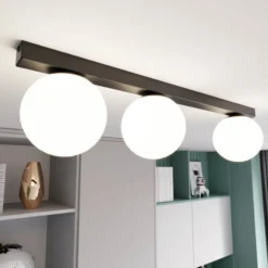 Deckenlampe Fit, schwarz/opal, dreiflammig