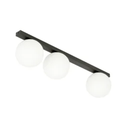 Deckenlampe Fit, schwarz/opal, dreiflammig