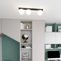 Deckenlampe Fit, schwarz/opal, dreiflammig