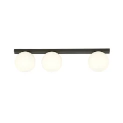 Deckenlampe Fit, schwarz/opal, dreiflammig