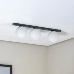 Deckenlampe Fit, schwarz/opal, dreiflammig