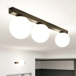 Deckenlampe Fit, schwarz/opal, dreiflammig