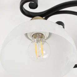 Deckenlampe Flora, 3 Glasschirme, schwarz/messing