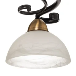 Deckenlampe Flora, 2 Glasschirme, schwarz/messing