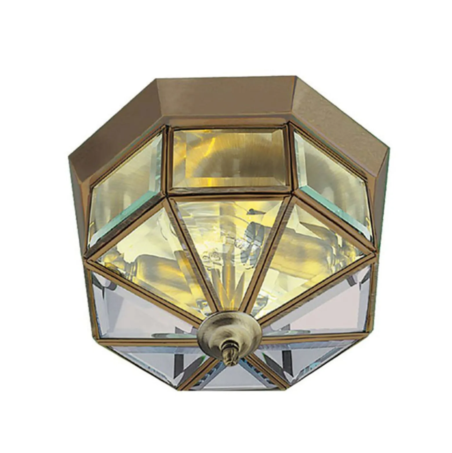 Deckenlampe Flush Klassik messing antik, achteckig