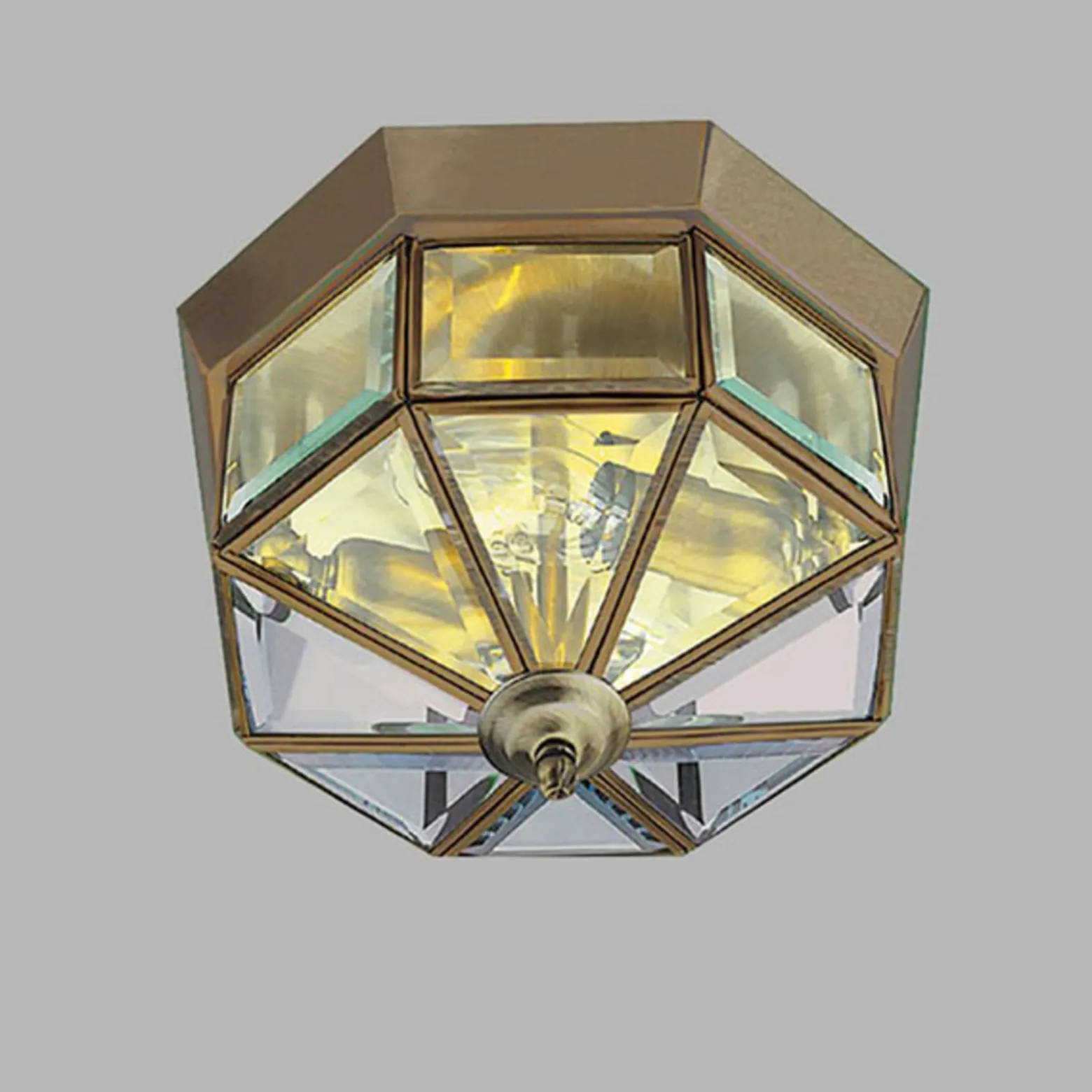Deckenlampe Flush Klassik messing antik, achteckig