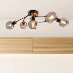 Deckenlampe Fumoso, fünfflammig, schwarz