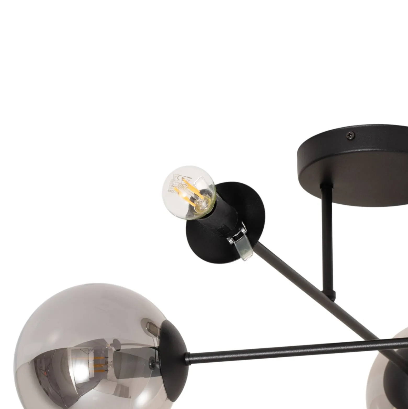 Deckenlampe Glassy, 4-flg. gekreuzt schwarz/grafit
