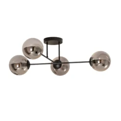 Deckenlampe Glassy, 4-flg. gekreuzt schwarz/grafit