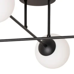 Deckenlampe Glassy, 4-flg., gekreuzt, schwarz/opal